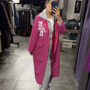 BASKILI YAĞMURLUK -FUŞYA - Görsel 3