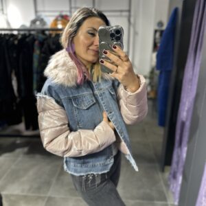 YAKASI KÜRKLÜ KOT CEKET MAVİ - Görsel 6