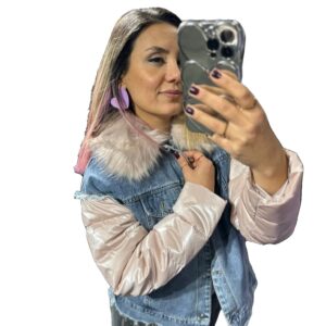 YAKASI KÜRKLÜ KOT CEKET MAVİ