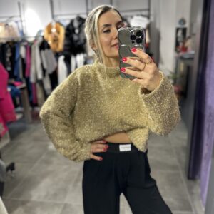 GOLD SİMLİ CROP KAZAK - Görsel 5