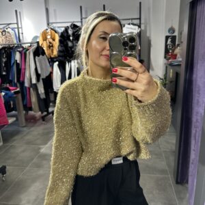 GOLD SİMLİ CROP KAZAK - Görsel 4