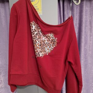 BORDO KALP LEOPAR OMZU DÜŞÜK SWEAT - Görsel 8