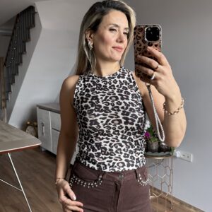 BÜZGÜLÜ KUMAŞ LEOPAR BLUZ - Görsel 4