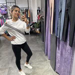 BEYAZ TEK OMUZ ÇİZGİ DETAYLI BLUZ