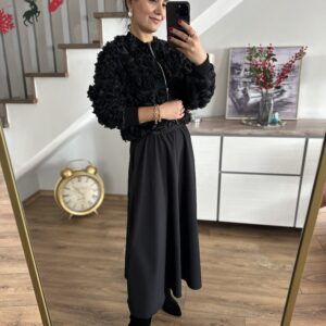 SİYAH BELİ LASTİKLİ KLOŞ ETEK