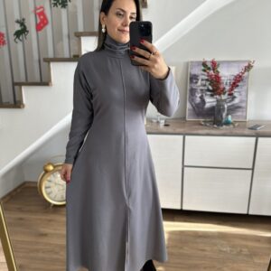 Alternative view of FÜME BOĞAZLI YIRTMAÇLI ELBİSE