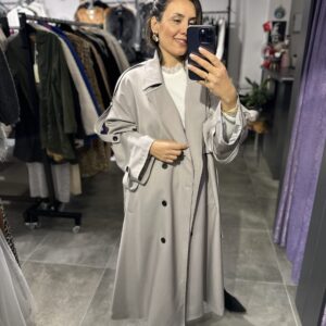 GRİ OVERSİZE TRENÇKOT - Görsel 3