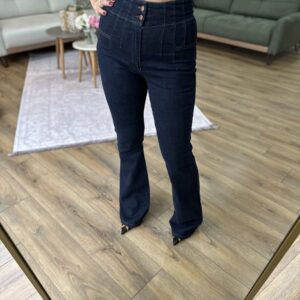 LACİVERT BELİ FİTİLLİ İSPANYOL JEAN - Görsel 3