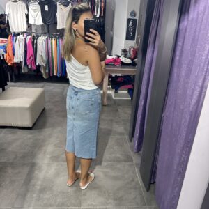 MAVİ TAŞLI MİDİ BOY KOT ETEK