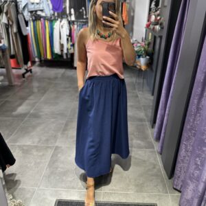 LACİVERT KETEN ETEK - Görsel 3