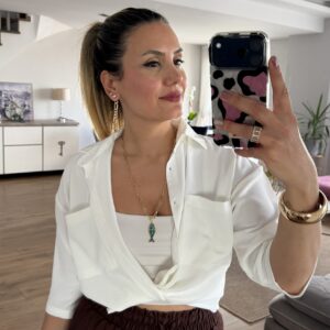 BEYAZ CROP GÖMLEK - Görsel 3
