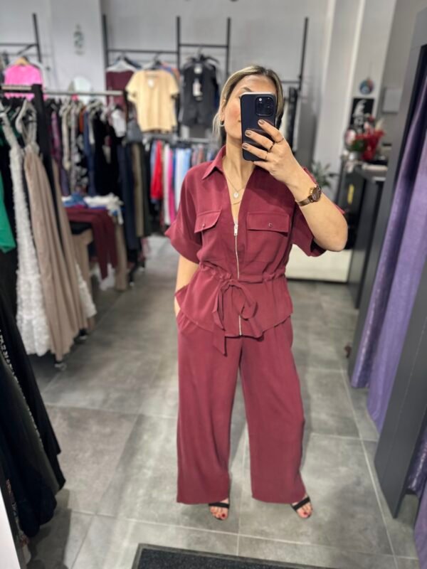BORDO BEL BÜZGÜLÜ CEKET PNT TAKIM - Görsel 4