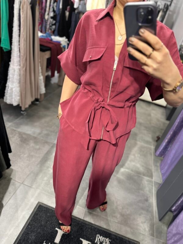 BORDO BEL BÜZGÜLÜ CEKET PNT TAKIM - Görsel 6