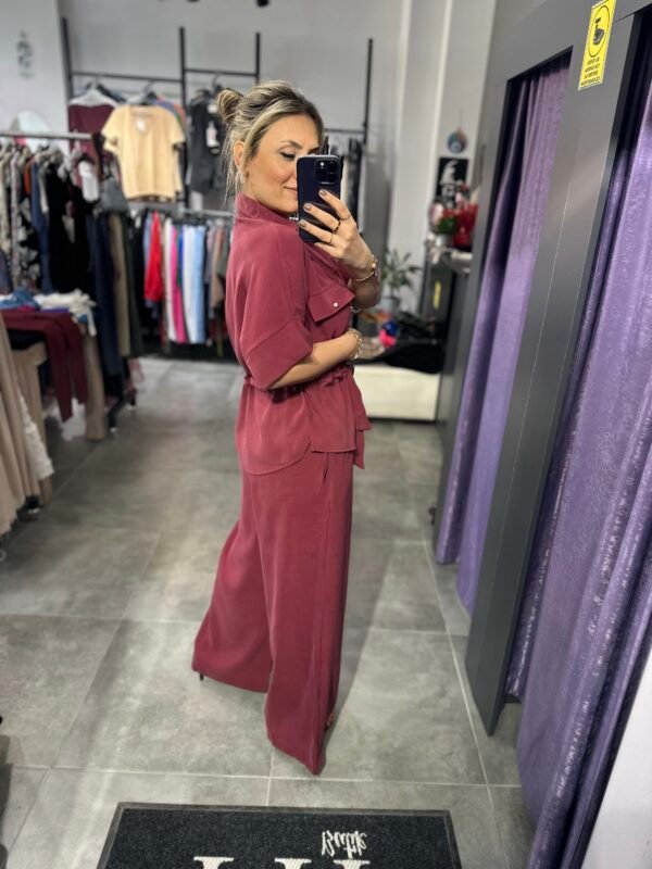 BORDO BEL BÜZGÜLÜ CEKET PNT TAKIM - Görsel 5