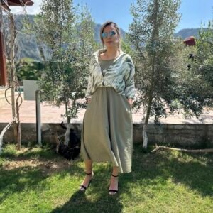 YEŞİL ZEBRA GÖMLEK ELBİSE