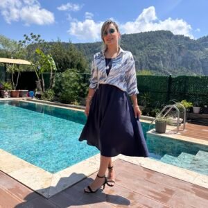 LACİVERT ZEBRA GÖMLEK ELBİSE