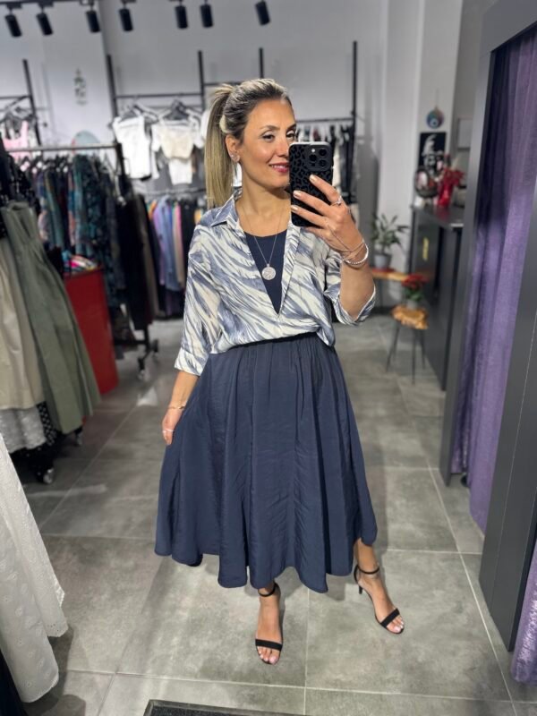LACİVERT ZEBRA GÖMLEK ELBİSE - Görsel 4