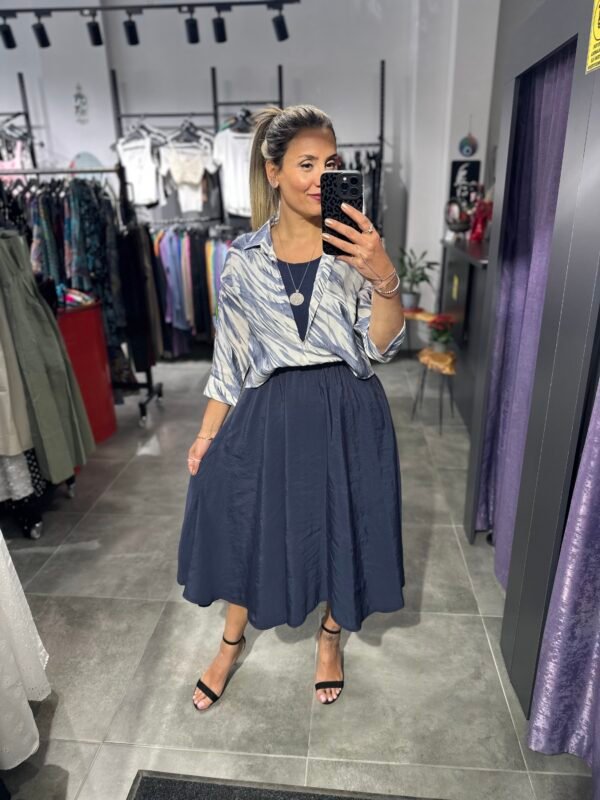 LACİVERT ZEBRA GÖMLEK ELBİSE - Görsel 6