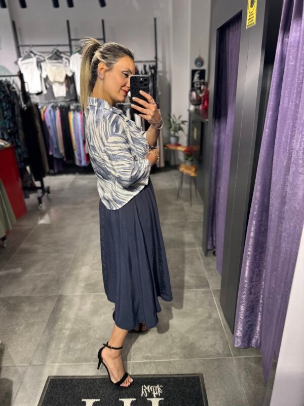 LACİVERT ZEBRA GÖMLEK ELBİSE - Görsel 5