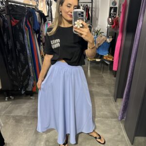 LİLA BELİ LASTİKLİ KLOŞ ETEK - Görsel 4