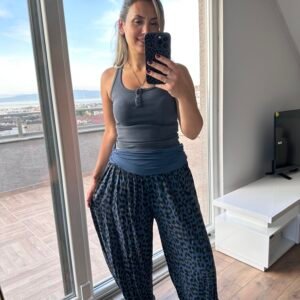 LACİVERT LEOPAR VİSKON ŞALVAR
