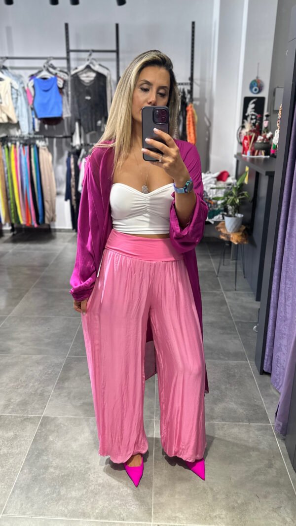PEMBE İPEK TÜLLÜ PANTOLON - Görsel 4