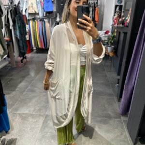 BEJ İPEK TÜLLÜ KAFTAN
