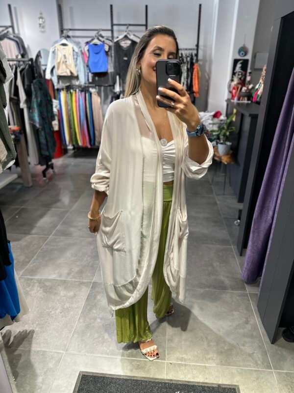 BEJ İPEK TÜLLÜ KAFTAN