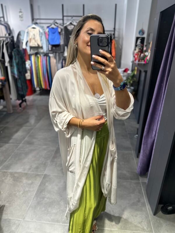 BEJ İPEK TÜLLÜ KAFTAN - Görsel 2