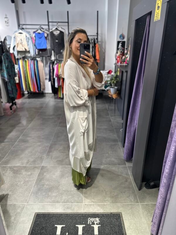 BEJ İPEK TÜLLÜ KAFTAN - Görsel 3