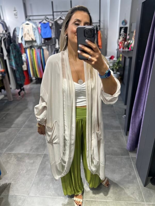 BEJ İPEK TÜLLÜ KAFTAN - Görsel 4