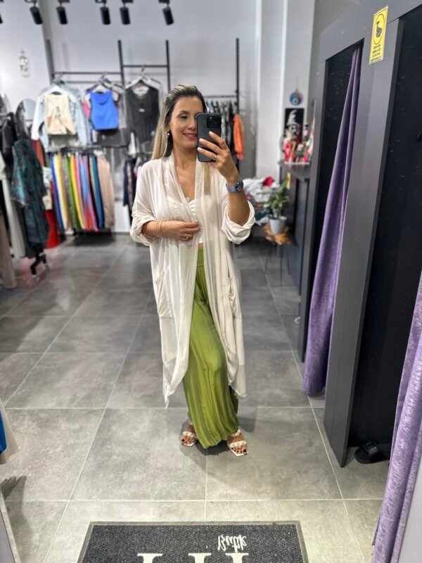 BEJ İPEK TÜLLÜ KAFTAN - Görsel 5