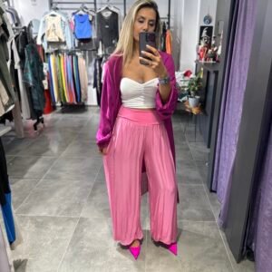 PEMBE İPEK TÜLLÜ PANTOLON