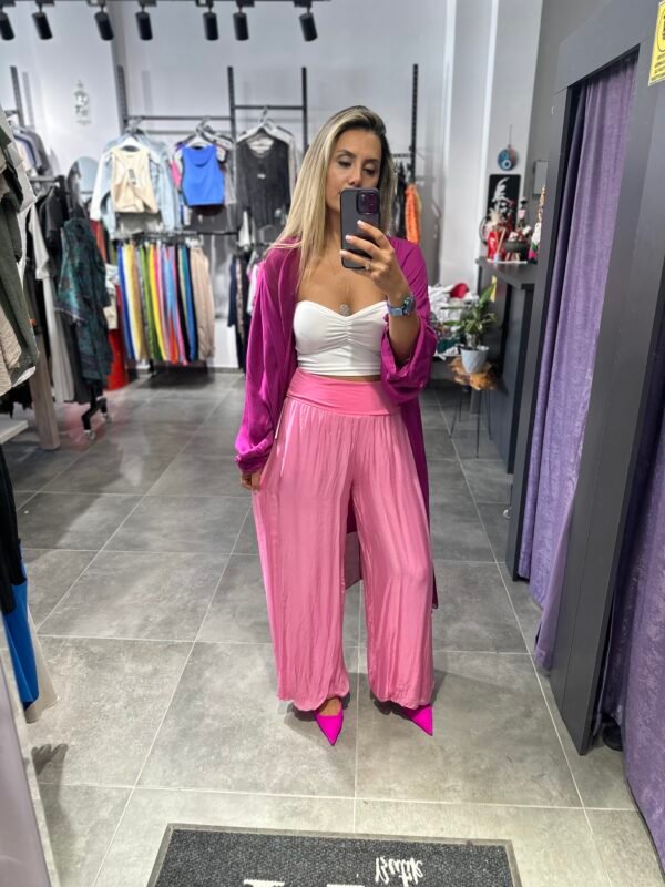 PEMBE İPEK TÜLLÜ PANTOLON
