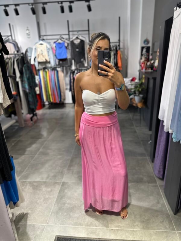 PEMBE İPEK TÜLLÜ ETEK ELBİSE - Görsel 4