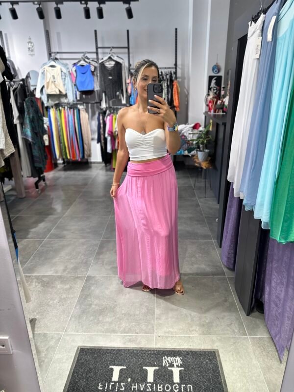 PEMBE İPEK TÜLLÜ ETEK ELBİSE - Görsel 5