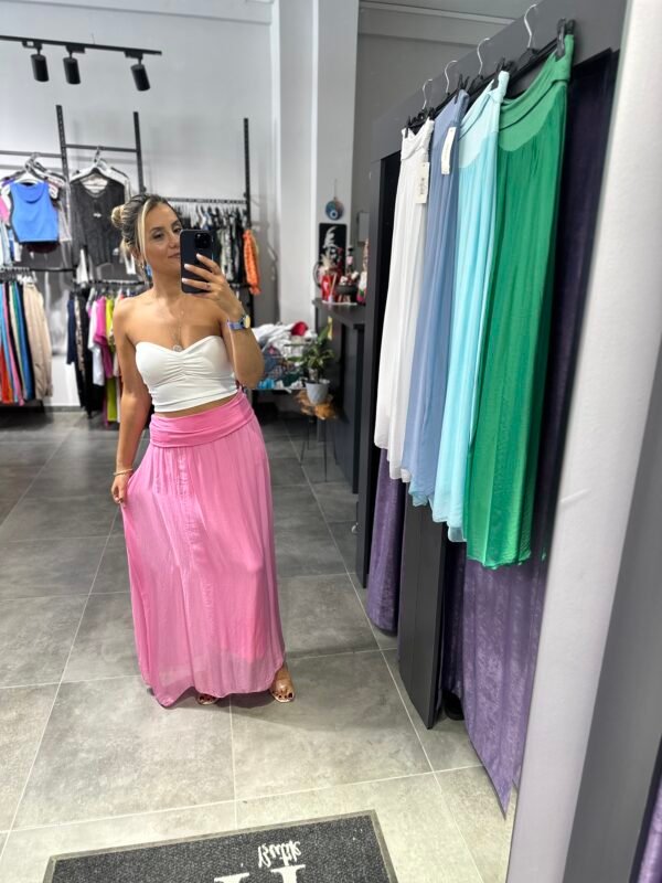 PEMBE İPEK TÜLLÜ ETEK ELBİSE - Görsel 6