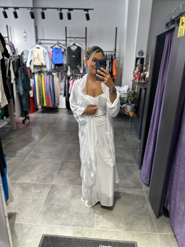 BEYAZ İPEK TÜLLÜ KAFTAN - Görsel 3