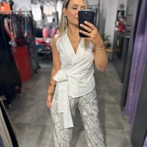 KREM SATEN LEOPAR DESEN PALAZZO