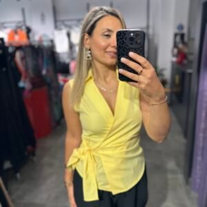 SARI KOLSUZ BAĞLAMALI GÖMLEK