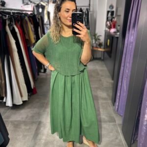 YEŞİL KETEN ELBİSE
