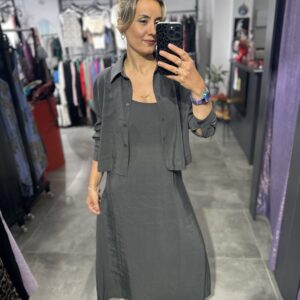ANTRASİT GÖMLEK ELBİSE TAKIM - Görsel 3