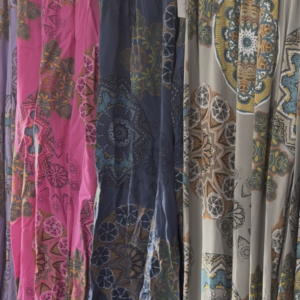 LACİVERT MANDALA DESEN VİSKON ŞALVAR