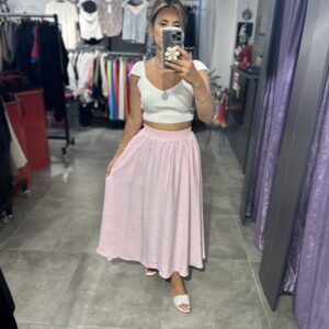 PEMBE BEL LASTİKLİ ETEK - Görsel 5