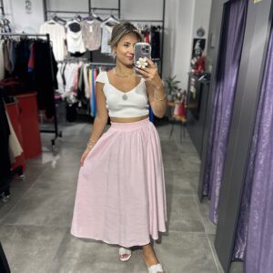 PEMBE BEL LASTİKLİ ETEK - Görsel 6