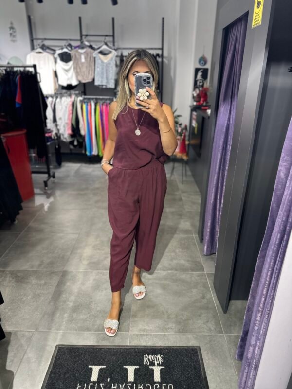 BORDO TENSEL PANTOLON BLUZ TAKIM - Görsel 6
