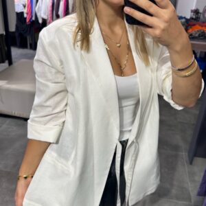 EKRU KRUVAZE YANDAN BAĞLAMALI CEKET