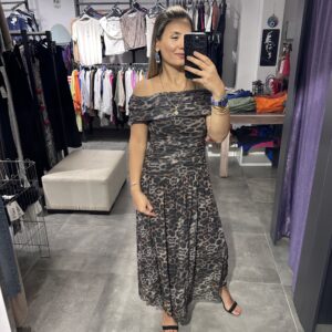 SİYAH LEOPAR DESENLİ TÜL ELBİSE