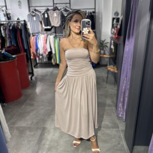 Alternative view of BEJ DRAPELİ ÖRME ELBİSE