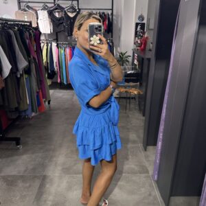 MAVİ FIRFIRLI ETEK GÖMLEK TAKIM - Görsel 3